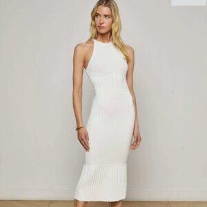 L'AGENCE KIMI PLEAT HEM MIDI DRESS